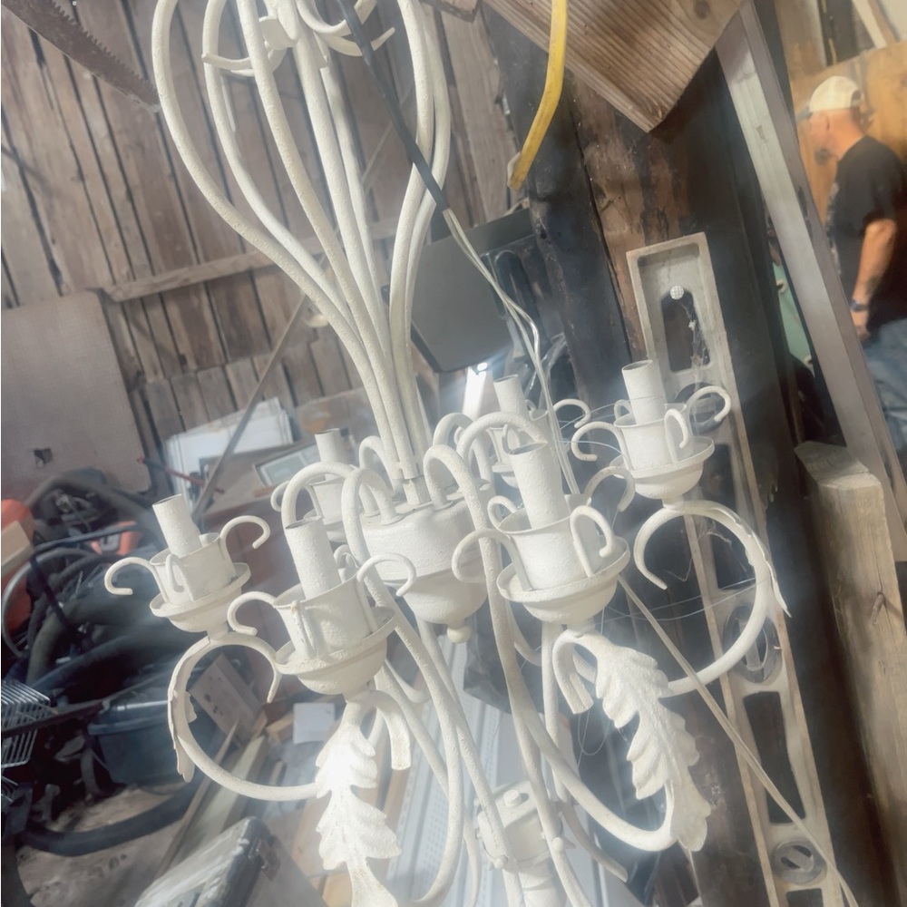 Elegant White Metal Chandelier